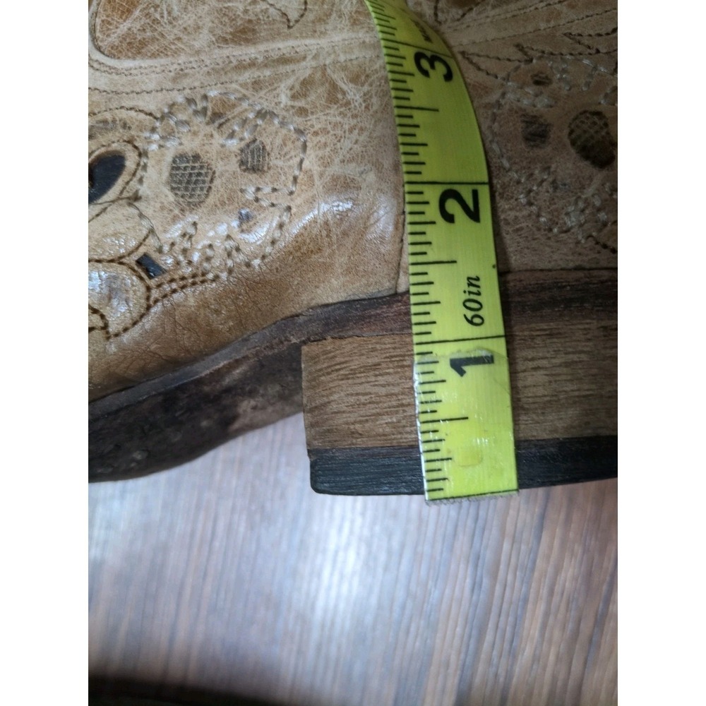 Corral Vintage Antique-ish Saddle Brushed Laser Brown Tan boots Women's Sz 8 M - Picture 12 of 15